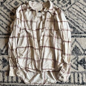 Universal Thread Cream and Brown Plaid Shirt